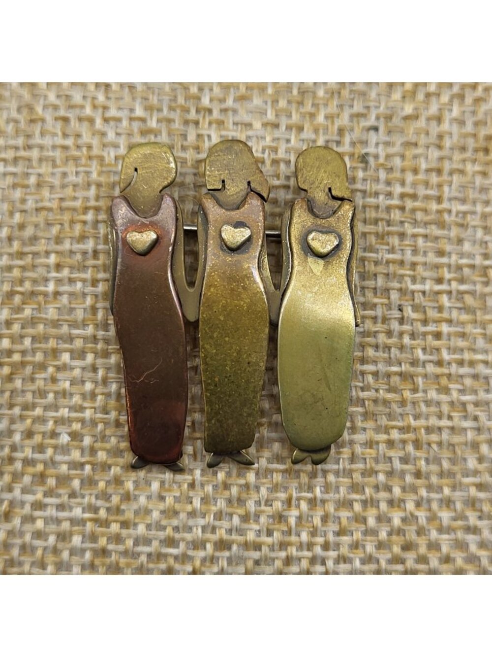 Vintage Mixed Metals 3 Sisters Fates friends Far Fetched pin brooch Women
